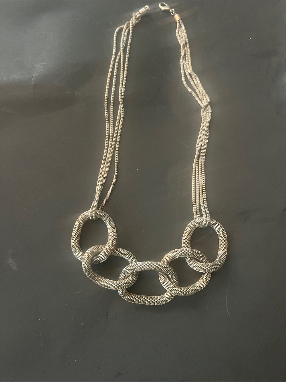Statement Silver-Tone Interlinked Ring Necklace